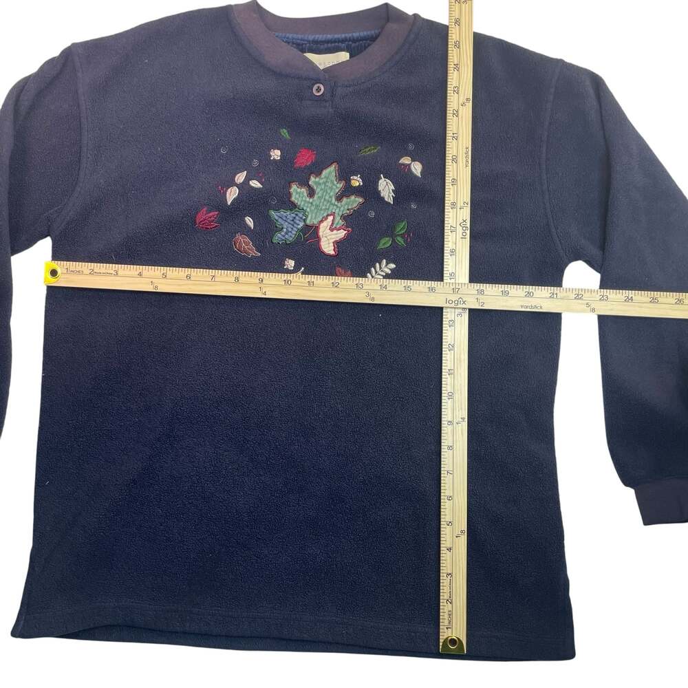 Christopher & Banks Embroidered Leaf Fleece Pullover Women’s Small - Picture 2 of 6